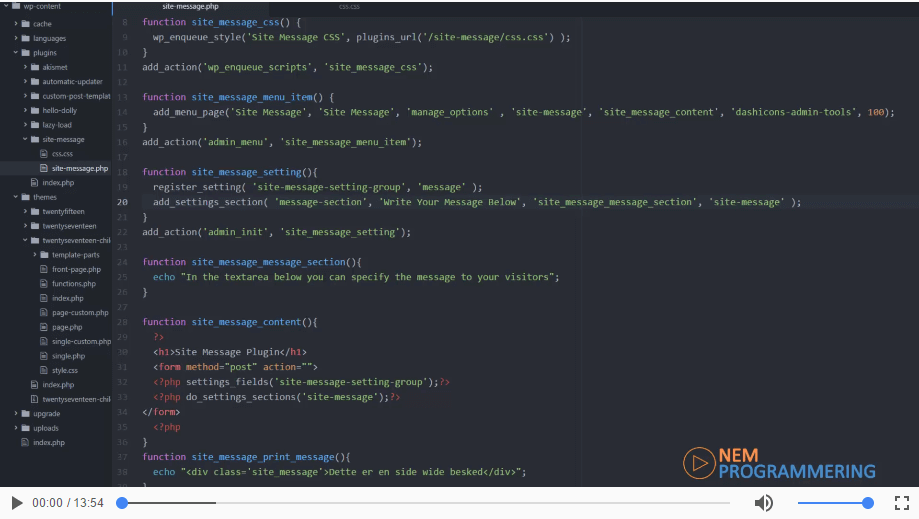 Indsæt administrations-felter til dit plugin med settings API´et